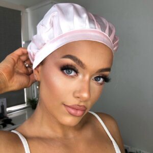 Kasey Lee- Mulberry Silk Sleeping Cap -  PINK